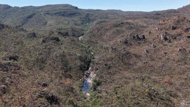 Drone view of the mountains of Serra da Canastra, in Minas Gerais