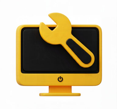 Technical support 3d computer repair wrench icon