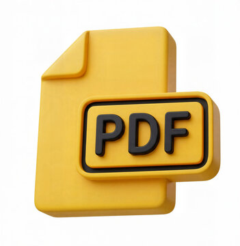 Yellow PDF file icon 3D render isolated document symbol