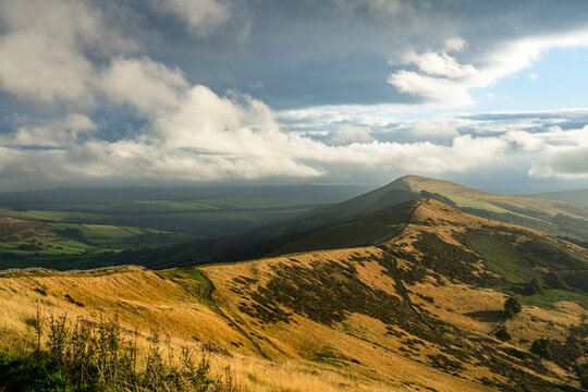 The Great Ridge path to Mam Tor mountain in the English Peak District