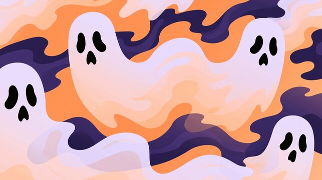 Playful pastel Halloween background in soft orange tones offering a gentle non scary seasonal look
