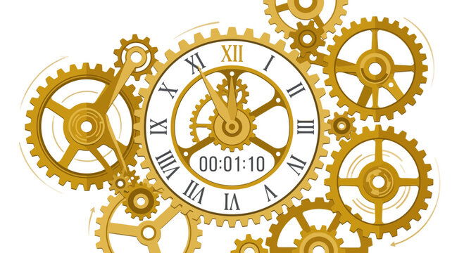 Steampunk Clockwork Gear Mechanism With Digital Time Display