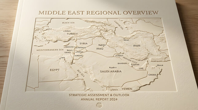 Middle East regional overview map on annual report cover