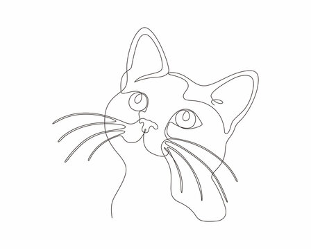Cute Friendly Cat Continuous One Line Hand Drawing &ndash; Minimalist Continuous Line Art Illustration