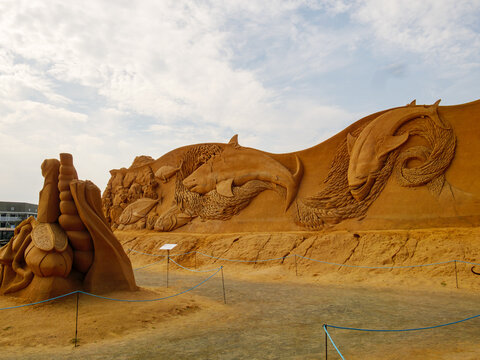 Sandskulptur Meerestiere
