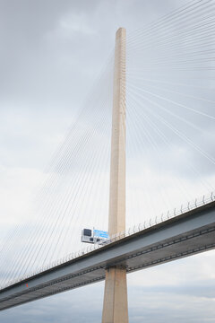 Passenger Ship Leaving Port of Rosyth and Sailing Beneath the Iconic Firth of Forth Bridges, Scotland, August 2026