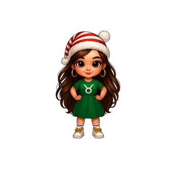 Tarus Christmas Elf Doll with Santa Claus and Festive Tree Isolated on White Background