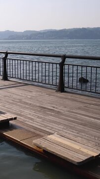 Sakurajima Volcanic Shore Park and Footbath, Nagisa footbath outdoor hot spring at Sakurajima Yogan Nagisa Park in Kagoshima, Japan, Kinko Bay, Sakurajima island, Kirishima-Kinkowan National Park