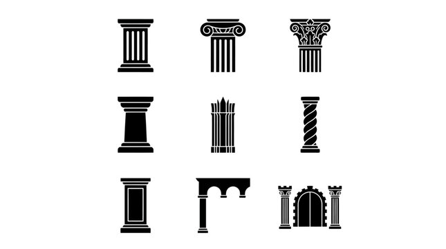 Collection of ancient Greek column capitals.