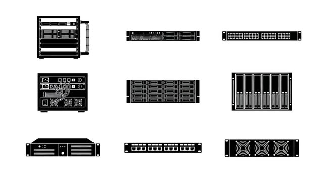 Computer server hardware components.