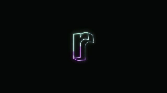 Alphabet r Neon Text Seamless Loop 4K with Black Background Animated Promotional Typography for Video Editing