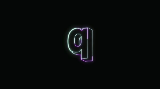  Alphabet q Neon Text Seamless Loop 4K with Black Background Animated Promotional Typography for Video Editing