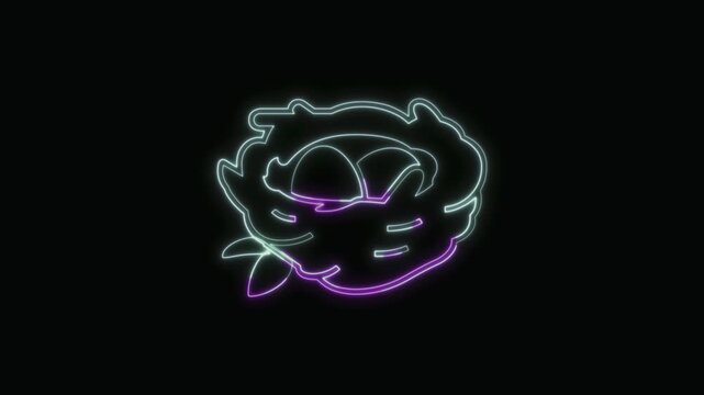  Nest with Eggs Icon Neon Seamless Loop 4K with Black Background Animated Promotional Typography for Video Editing