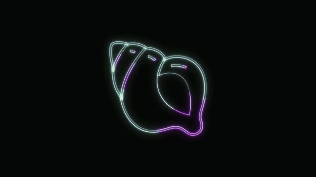  Shellfish Icon Neon Seamless Loop 4K with Black Background Animated Promotional Typography for Video Editing