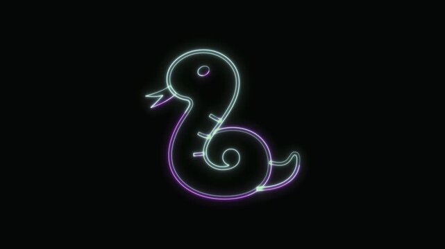  Snake Icon Neon Seamless Loop 4K with Black Background Animated Promotional Typography for Video Editing