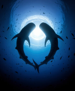 tibur&oacute;n ballena, dos tiburones ballena, vida marina, oc&eacute;ano, mar, fauna marina, animal marino, peces, cardumen, banco de peces, ecosistema marino, biodiversidad, naturaleza, vida silvestre, conservaci
