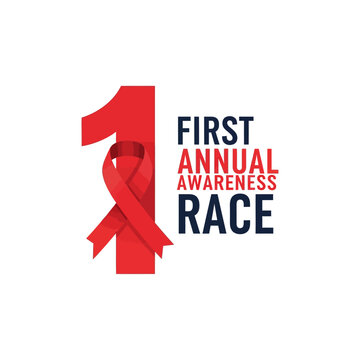 First Annual Awareness Race Logo Design Red Ribbon Support Event Branding Visual