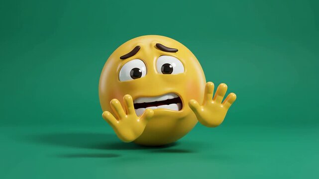 3D Render of Shocked Yellow Emoji with Hands on Cheeks