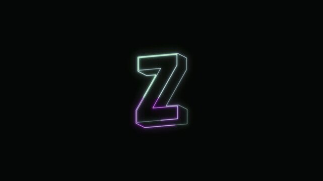  Alphabet Z Neon Text Seamless Loop 4K with Black Background Animated Promotional Typography for Video Editing