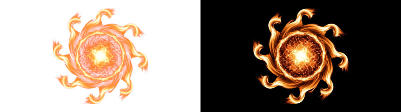 Dynamic Spinning Fire Spur Rowel Trail Glowing Flame Transparent Design Element