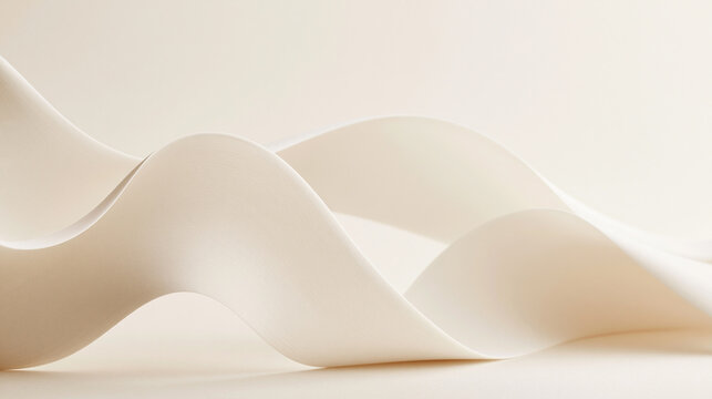 Abstract White Minimalist Curved Waves Background