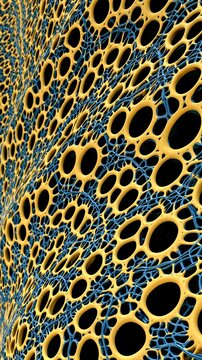 Abstract Yellow and Blue Organic Cellular Mesh Texture Wallpaper