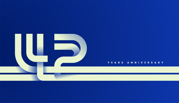 Modern Bold Line Folded Number 42th, 42th Happy Anniversary with Simplicity, Geometric and Minimalist.