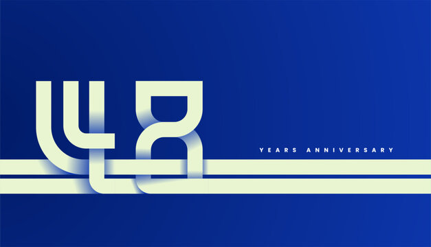 Modern Bold Line Folded Number 48th, 48th Happy Anniversary with Simplicity, Geometric and Minimalist.