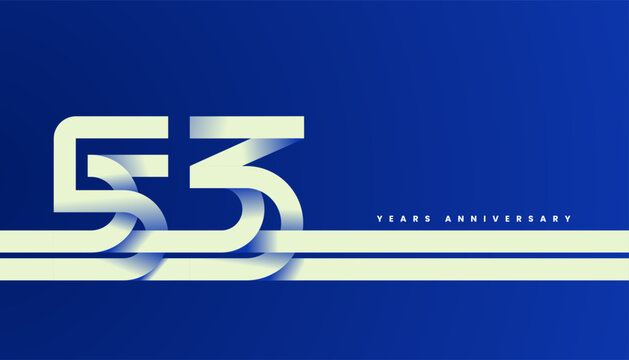 Modern Bold Line Folded Number 53th, 53th Happy Anniversary with Simplicity, Geometric and Minimalist.