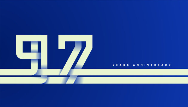 Modern Bold Line Folded Number 97th, 97th Happy Anniversary with Simplicity, Geometric and Minimalist.