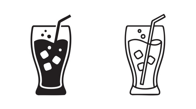 soda glasses with ice and straws, a refreshing beverage illustration