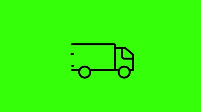 Minimalist Delivery Truck Icon Animation on Green Background