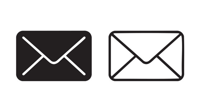 mail envelopes icon set in line art style. simple graphic design elements