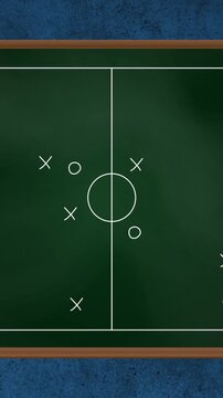 Animation of game plan on green board over blue background