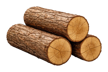 Fototapeta premium PNG Three wooden logs stacked on white background.