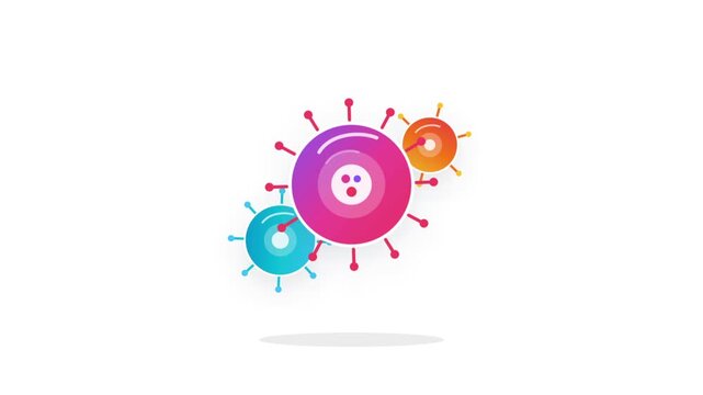 Abstract colorful illustration of virus cells on white background
