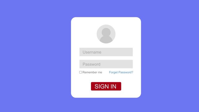 Login user form Icon 2d Animation ux ui with Alpha Matte
