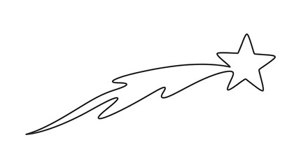 Continuous Line Art Shooting Star Comet Outline Illustration © Akhsan
