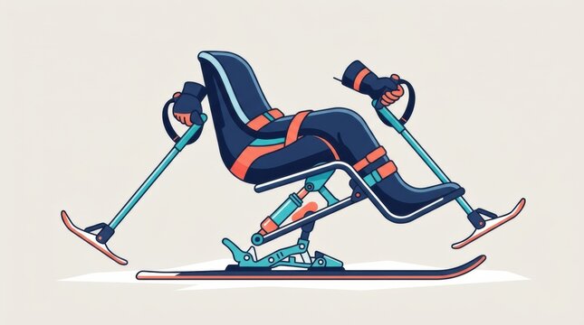 A sit ski equipped with prosthetics is used by an athlete with a disability during a competition. The accessibility of the sport is highlighted.