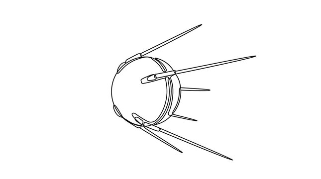 Continuous Line Drawing of an Artificial Satellite Sputnik