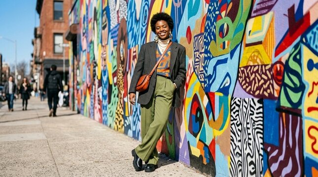 Vibrant street art mural covering a building wall, bright colors and abstract designs, perfect for urban exploration or artistic backdrop needs, lively atmosphere for creative projects