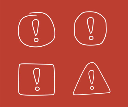 Exclamation mark doodle icon set design