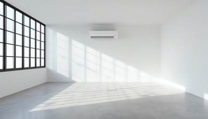 Fototapeta premium the interior Loft style with white brick wall design on wooden floor.3D rendering