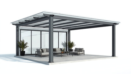 Fototapeta premium Terrace canopy - winter garden, isolated on white, 3d illustration