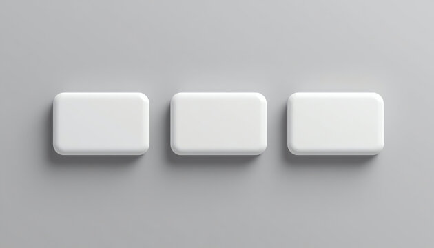 Concept business mockup of the three bank gift cards with shadows on a background. 