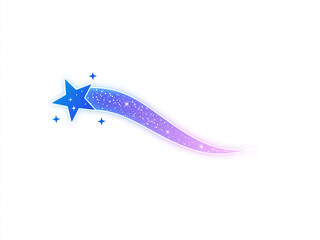 Blue Shooting Star with Sparkles and Gradient Trail on White Background © Xeng Photo