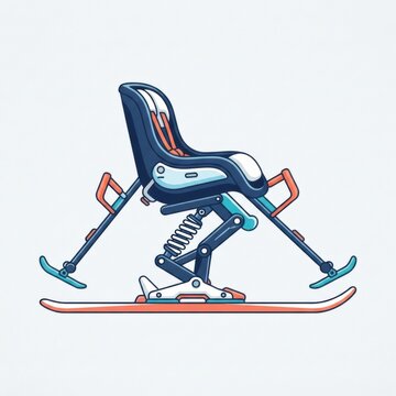 This sit ski equipment showcases a design for adaptive skiing, focusing on accessibility for athletes with disabilities.