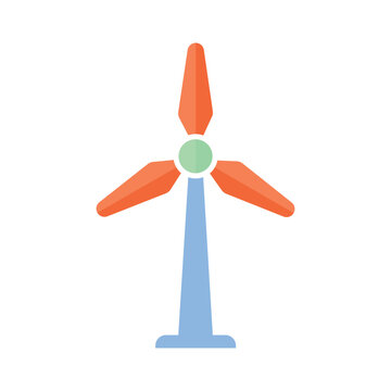 Wind turbine icon with orange blades and light blue base