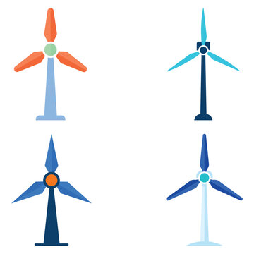 Wind turbine set featuring various colors and designs