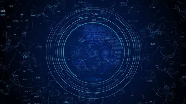 Technology World Map Point and Line, Global Network Connection Planet Earth Internet Video Animated Background